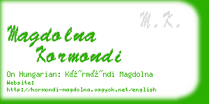 magdolna kormondi business card